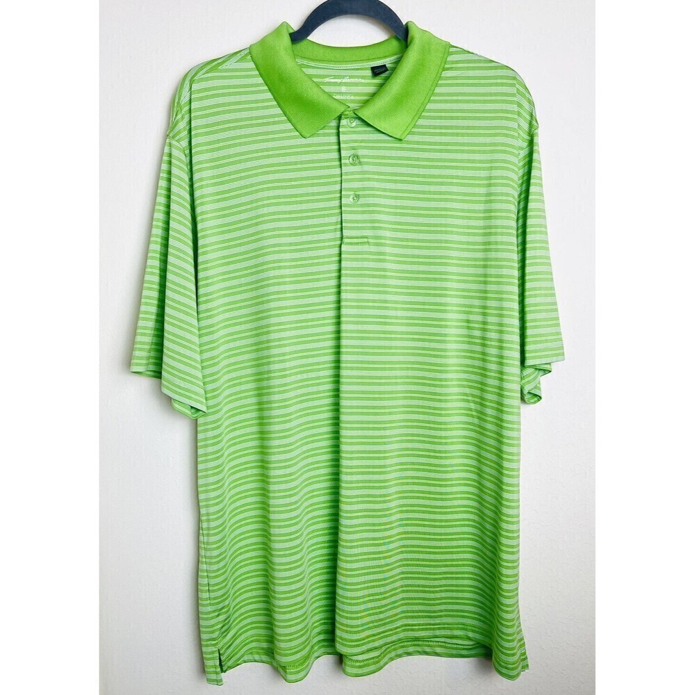 Tommy Armour Men’s XXL Dri-Logic Golf Polo Shirt Green White Stripes Performance